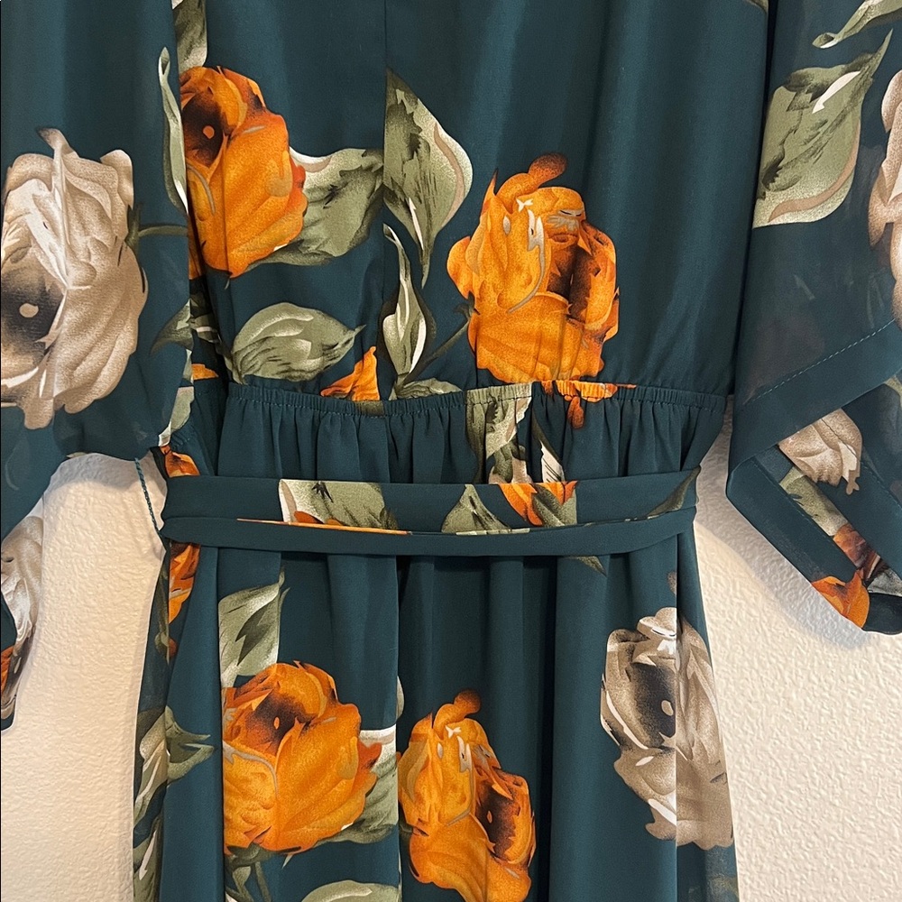 Baltic Born Teal Floral Maxi Dress with Mustard and Cream Blooms - Picture 8 of 9
